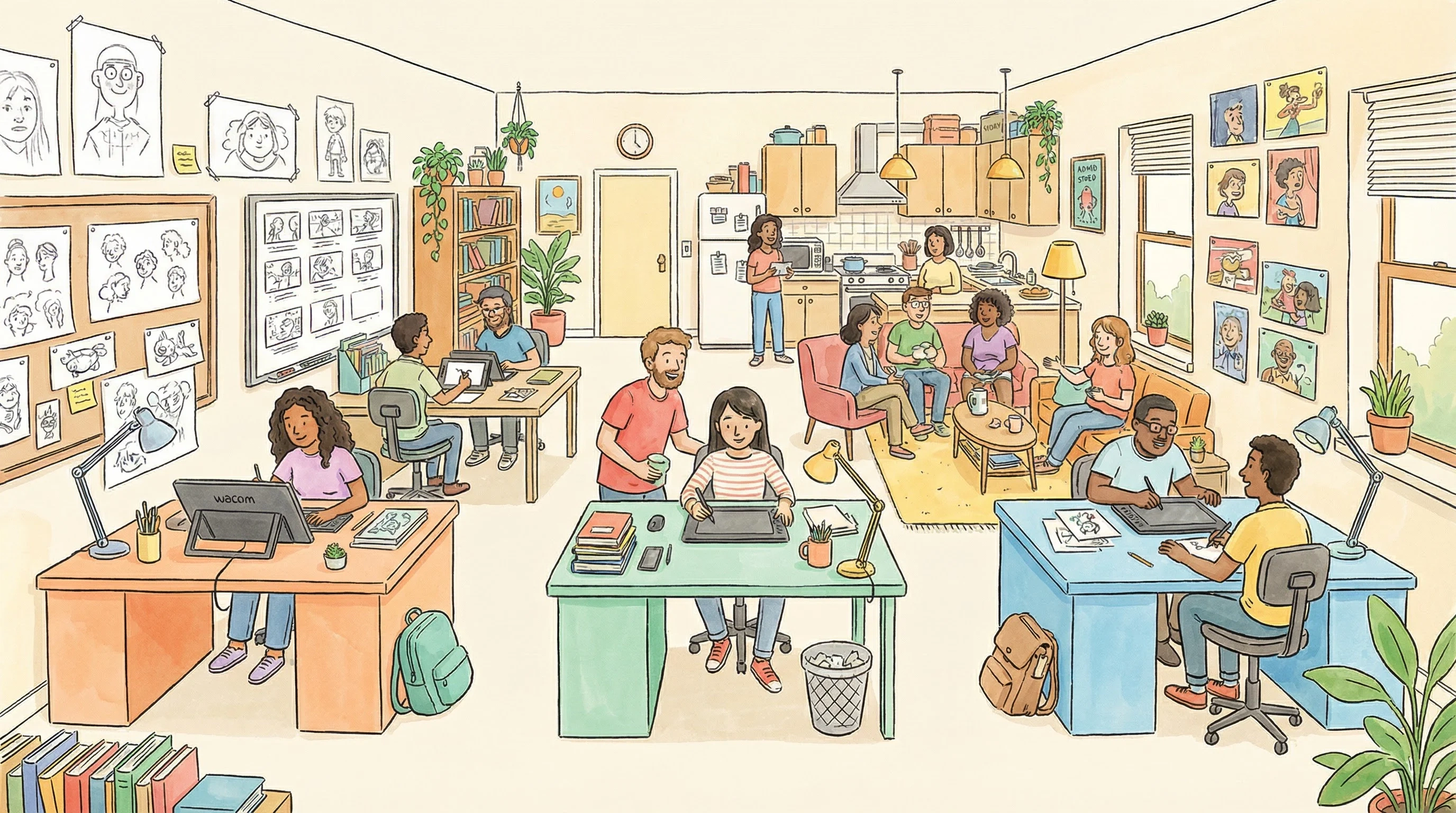 苏小涵动画师社区工作空间 - 创作者协作交流场景